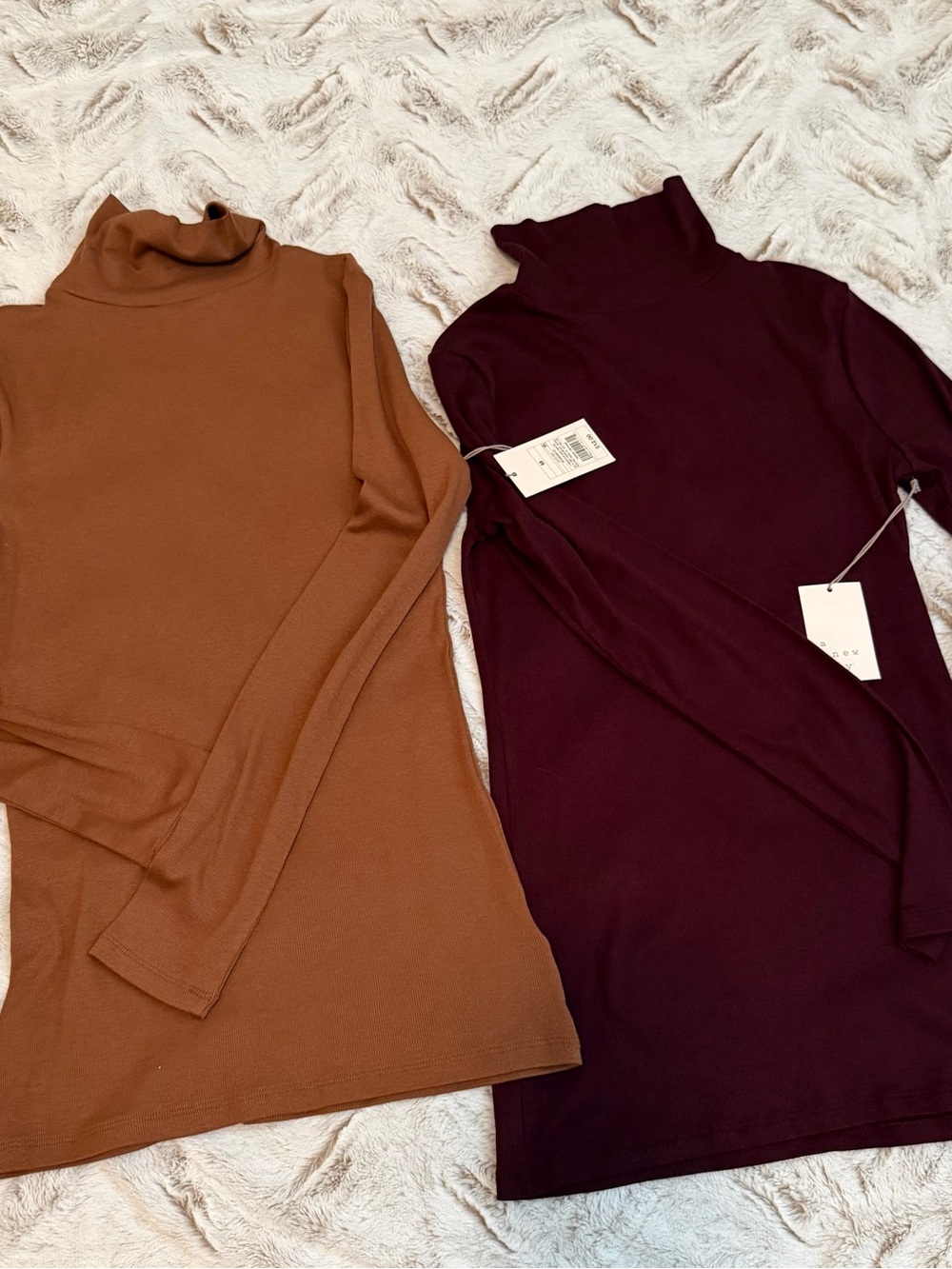 a new day Brown and Wine Turtleneck Long-Sleeve Tops